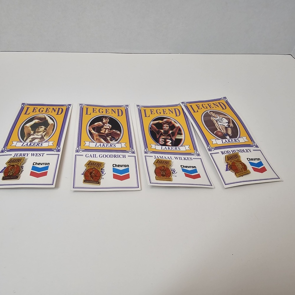 LOS ANGELES LAKERS NBA set of 4 Chevron pins WEST, HUNDLEY, GOODRICH, WILKES